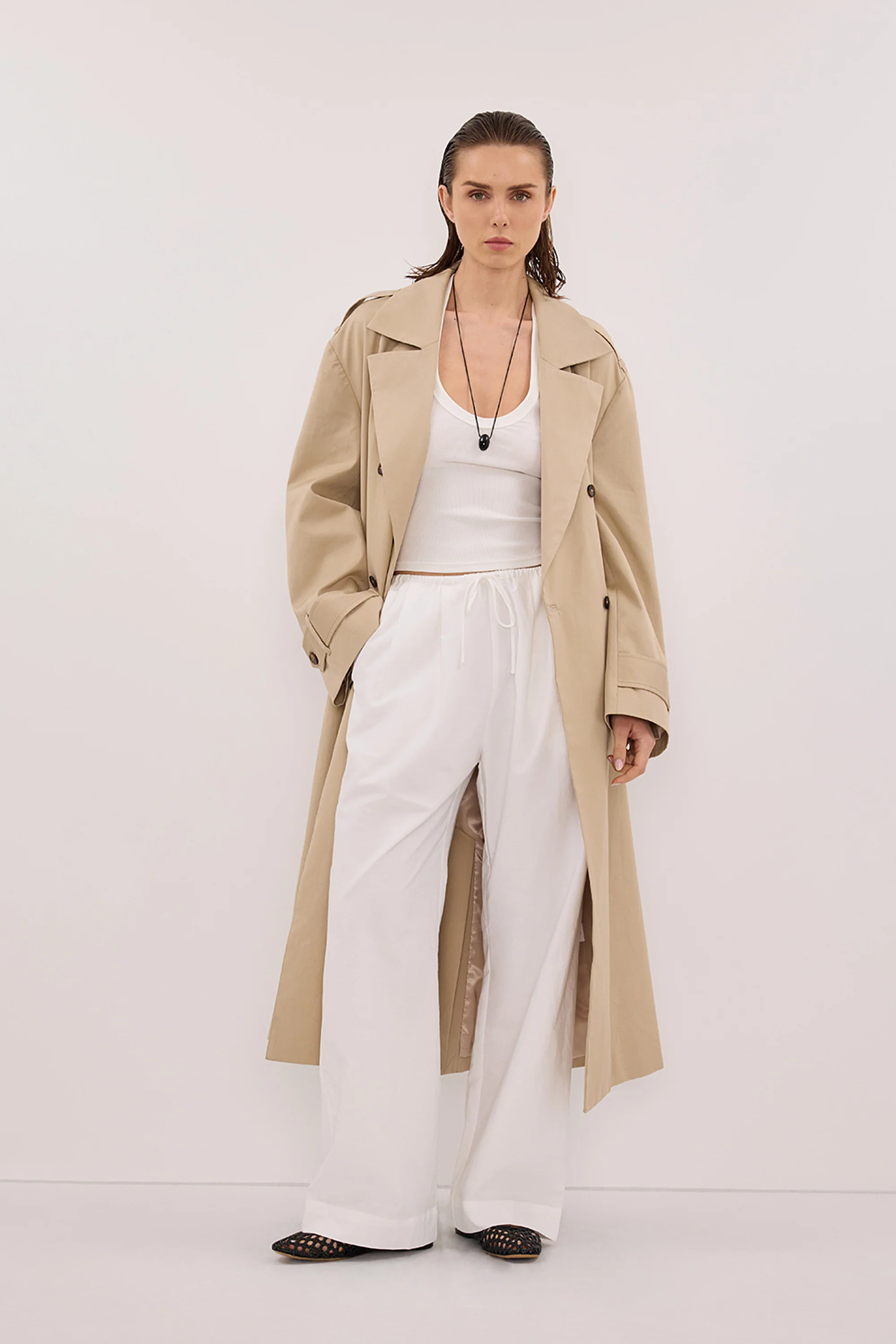 RHEA WHITE COTTON DRAWSTRING PANT
