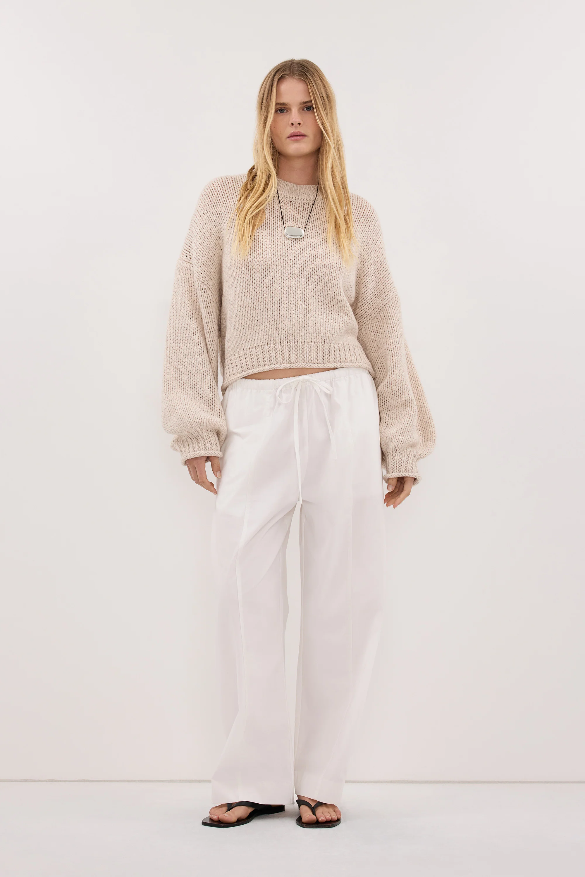 ROSA CHALK CROPPED KNIT JUMPER