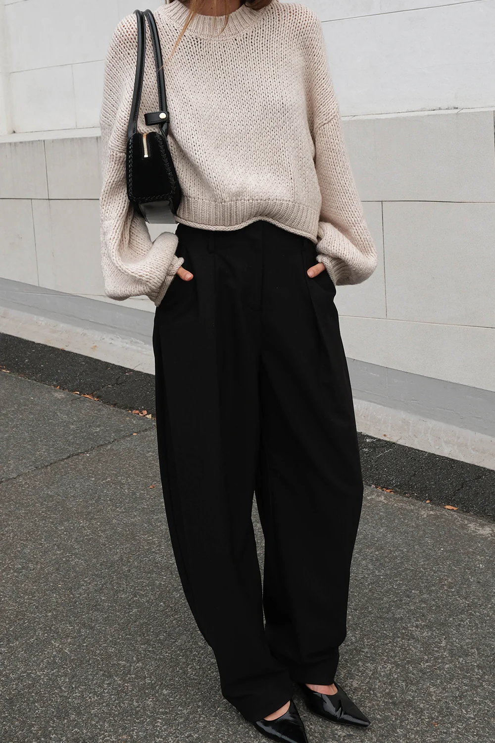 ROSA CHALK CROPPED KNIT JUMPER - Image 2