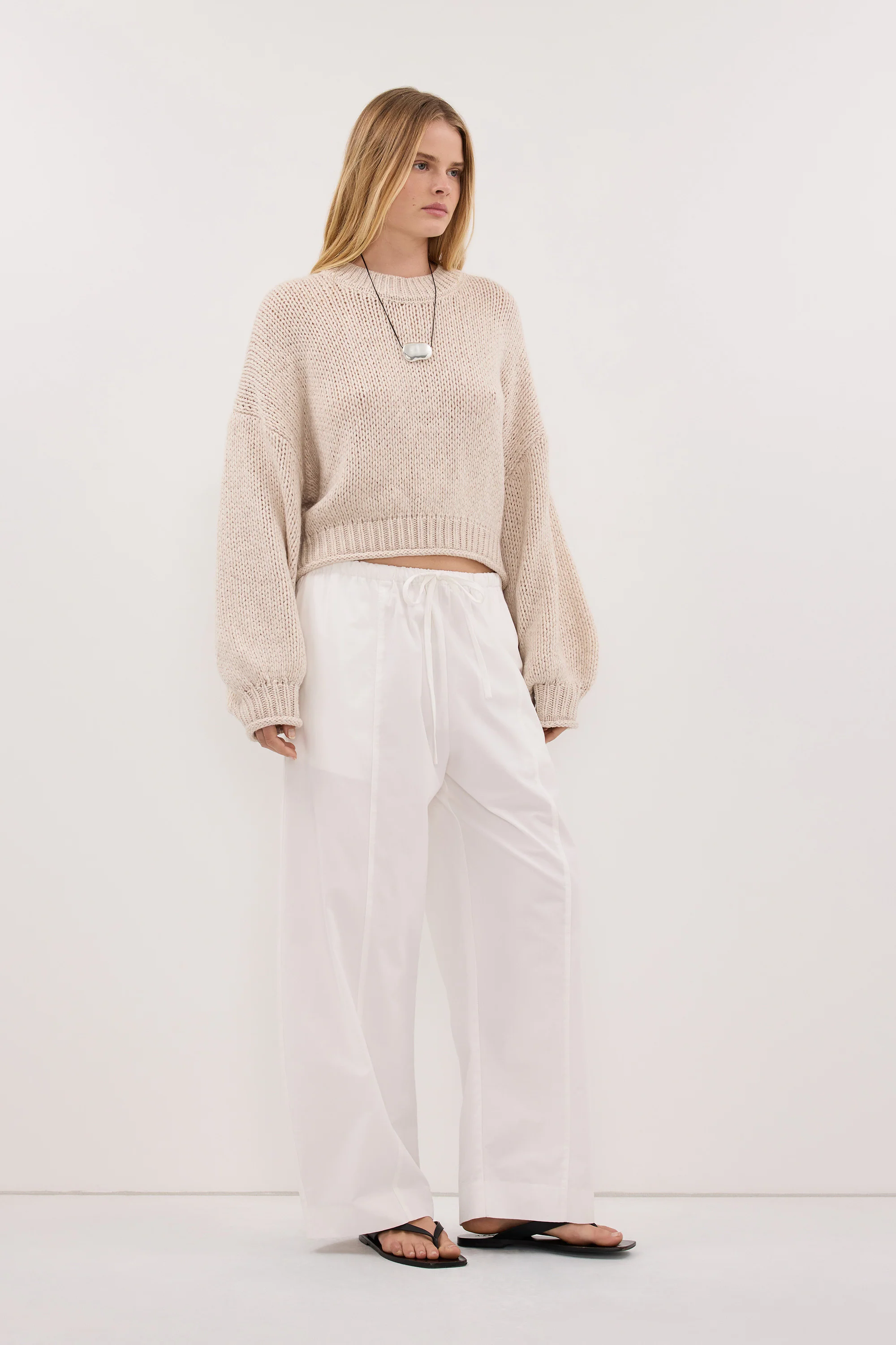 ROSA CHALK CROPPED KNIT JUMPER - Image 3