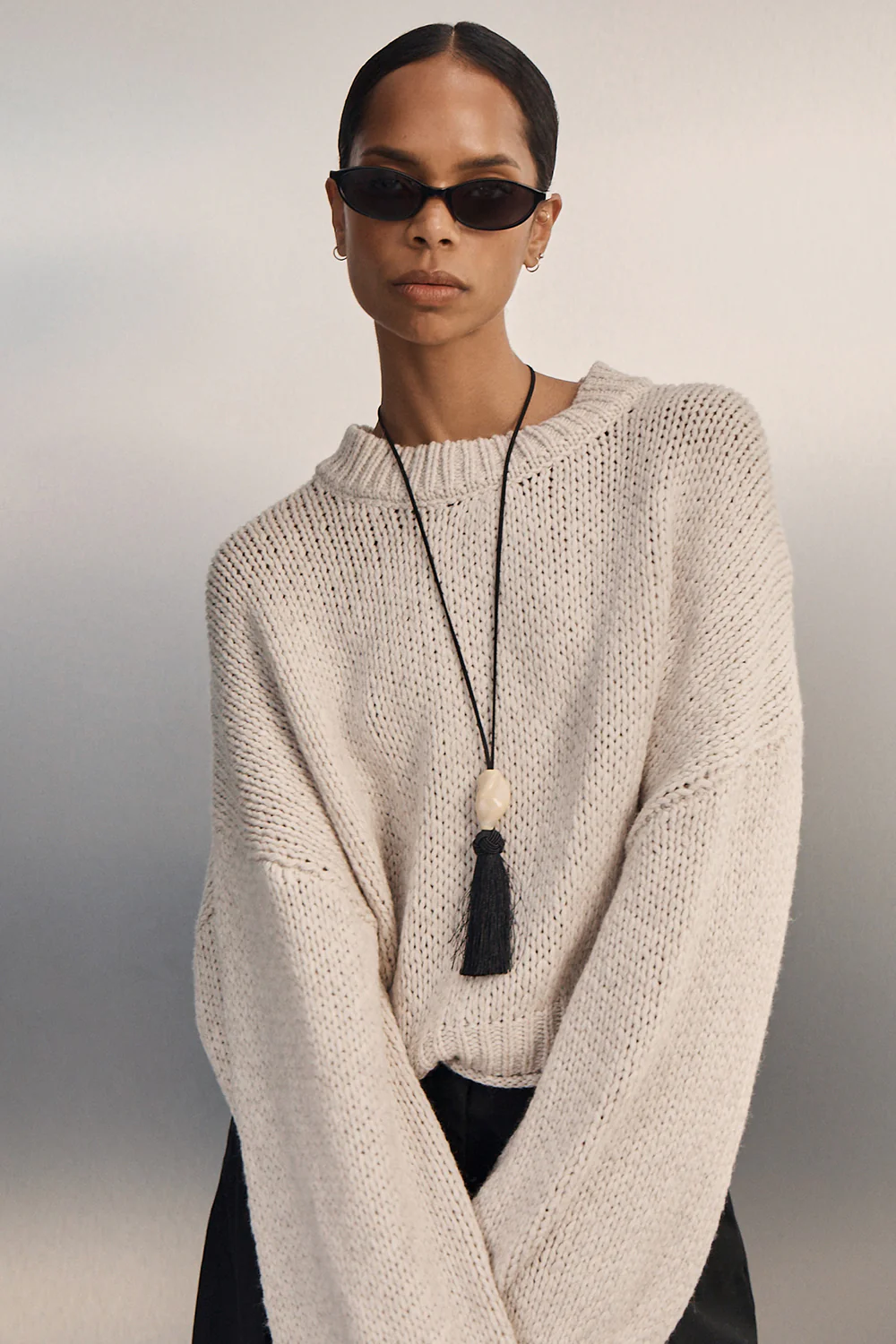ROSA CHALK CROPPED KNIT JUMPER - Image 8