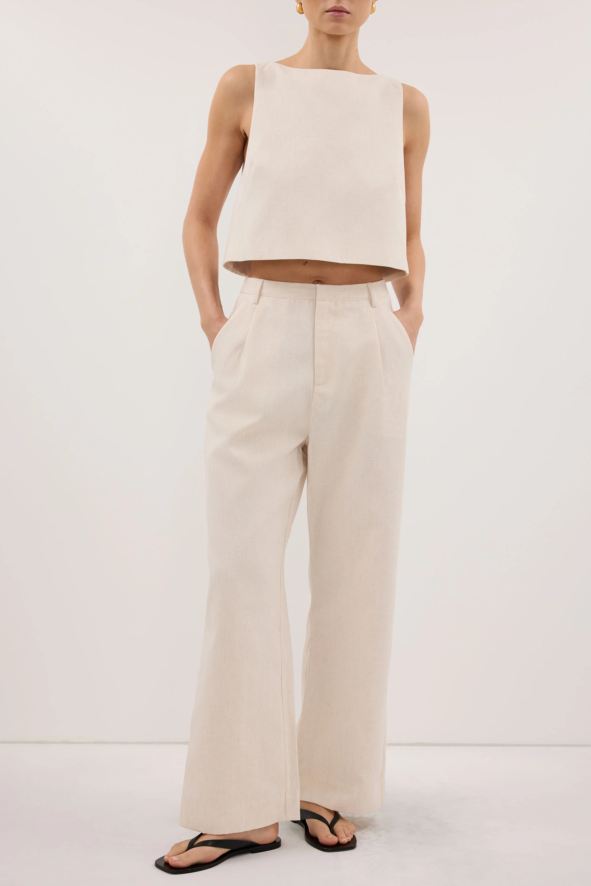 ROSALIE CREAM MARLE TAILORED PANT - Image 2