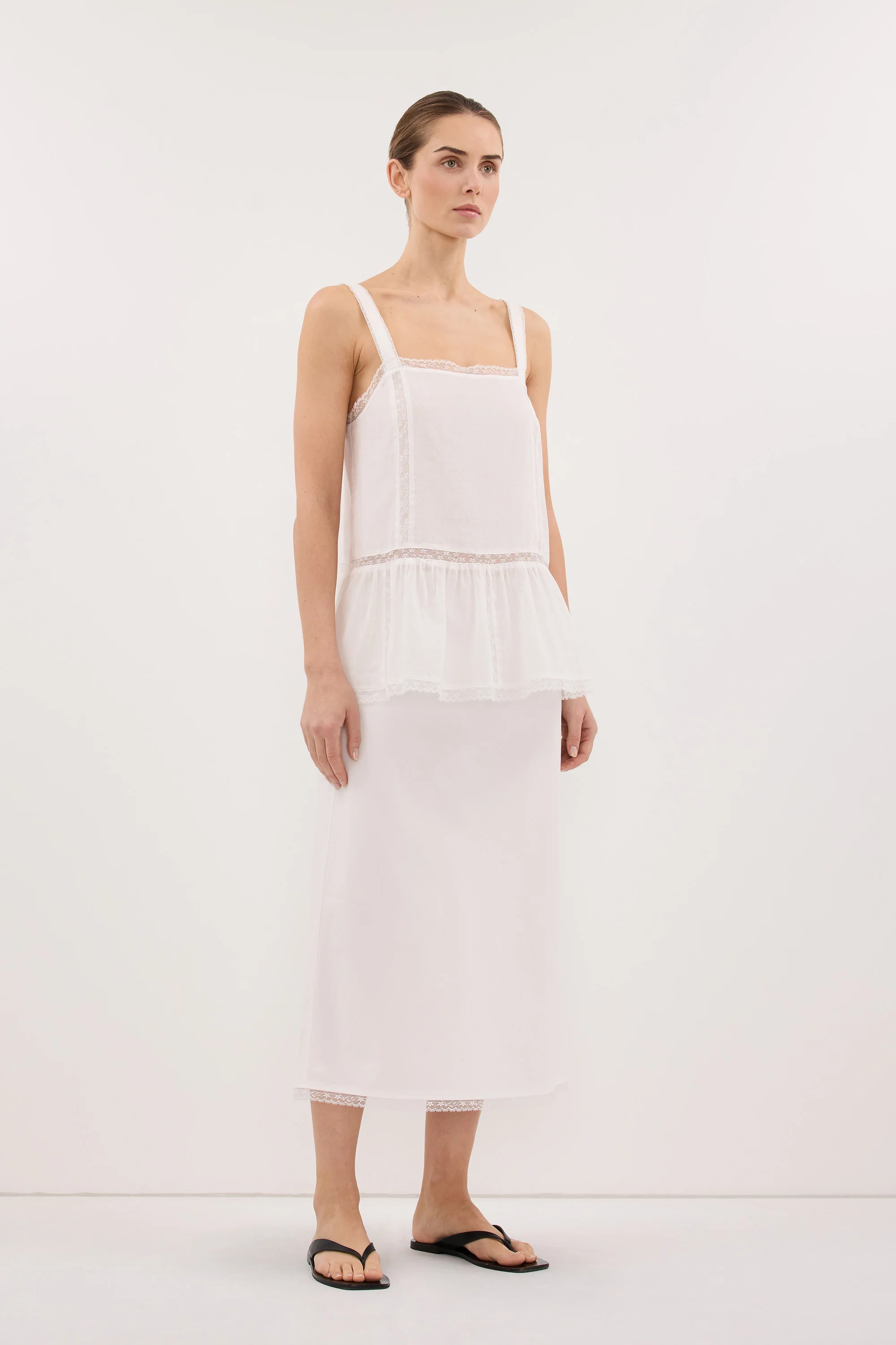 ROSIN WHITE KNEE LENGTH SKIRT - Image 4