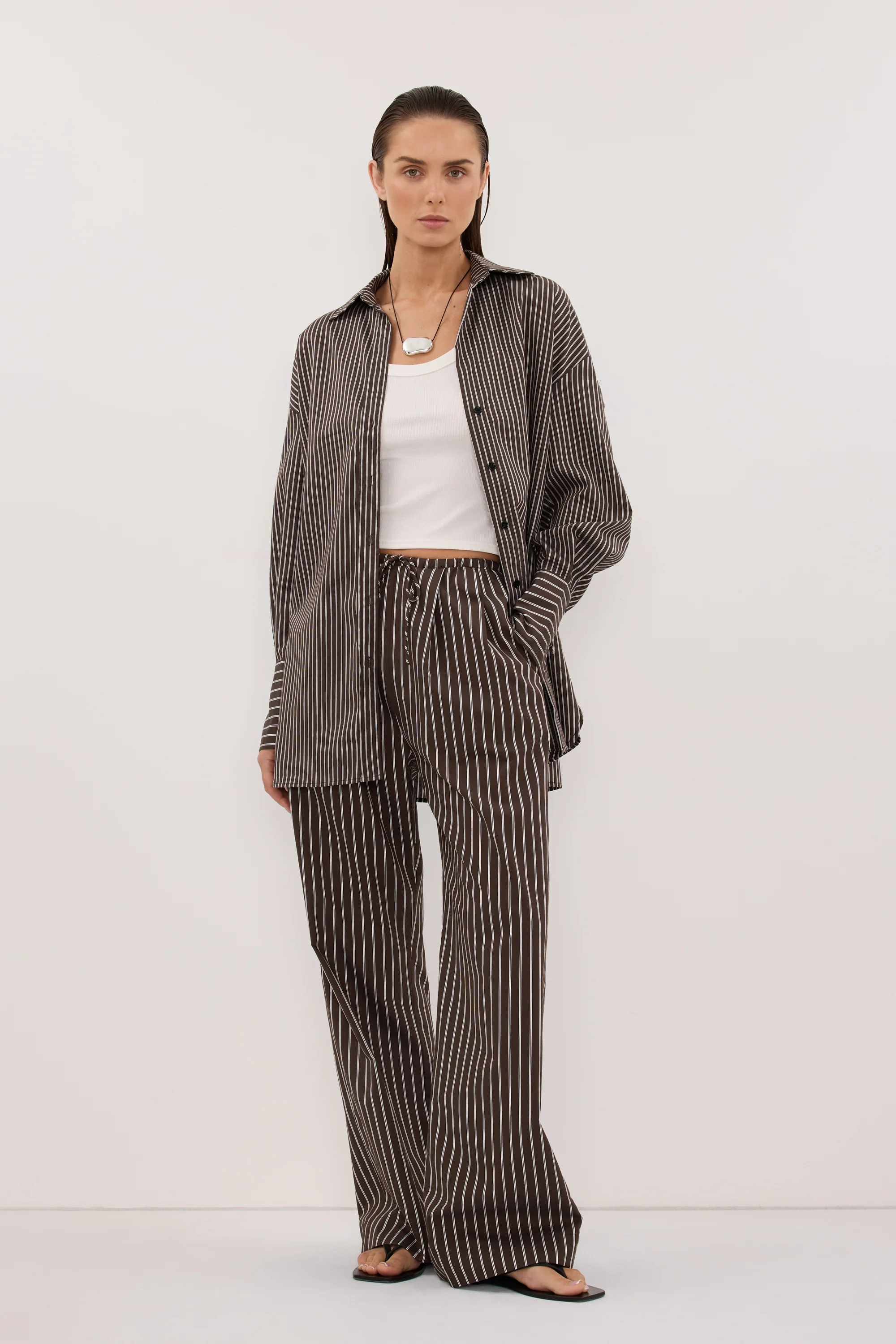 SABLE BITTER CHOC SILK BLEND PANT