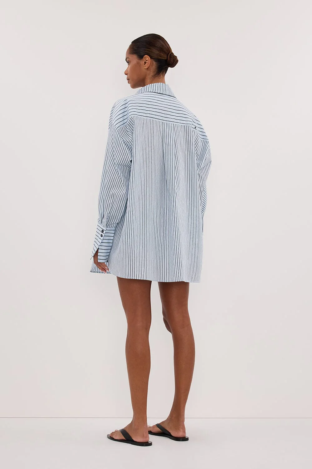 SABLE ICE BLUE OVERSIZED SILK BLEND SHIRT - Image 4