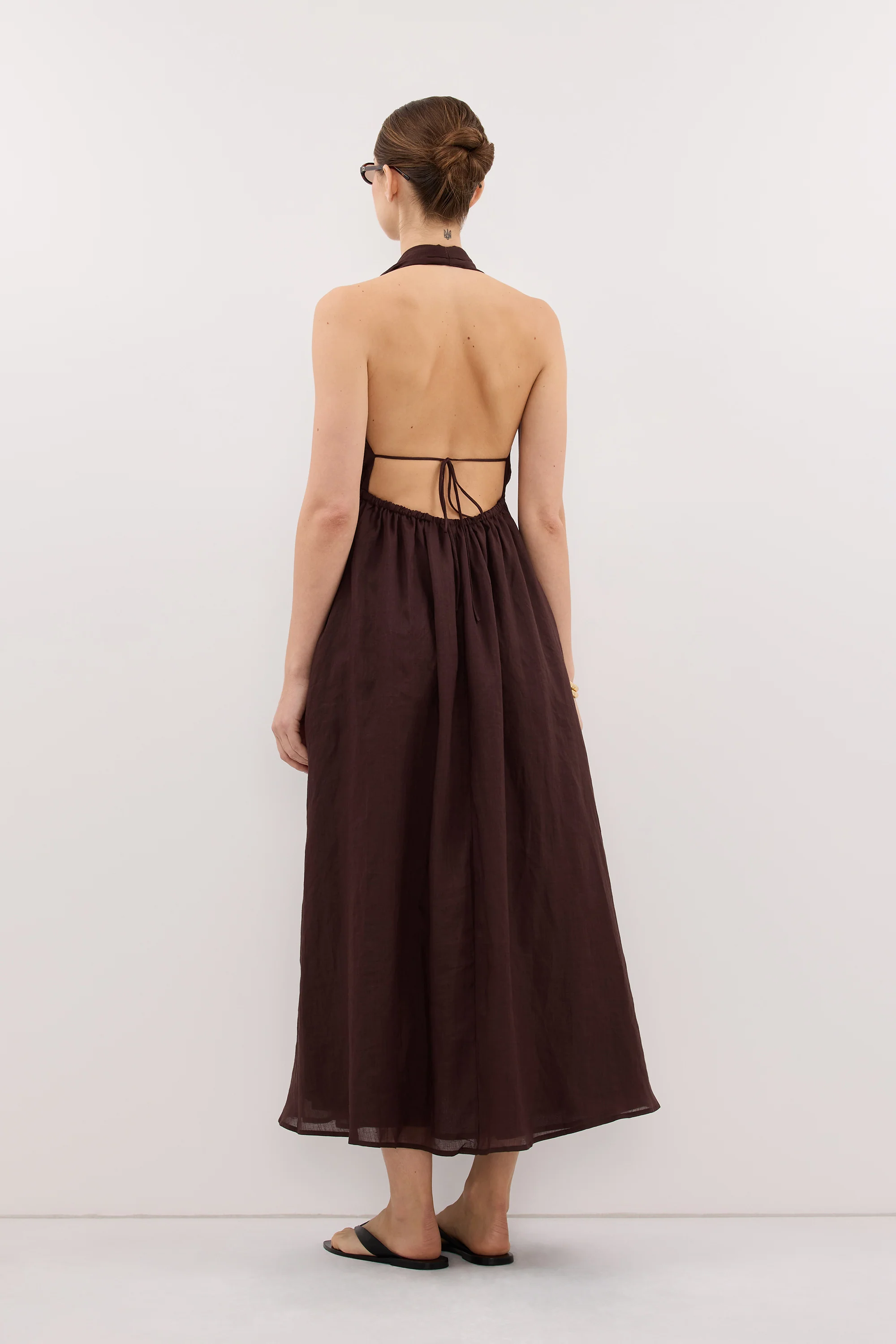 SAMMI BURNT CHOC RAMIE MIDI DRESS - Image 3