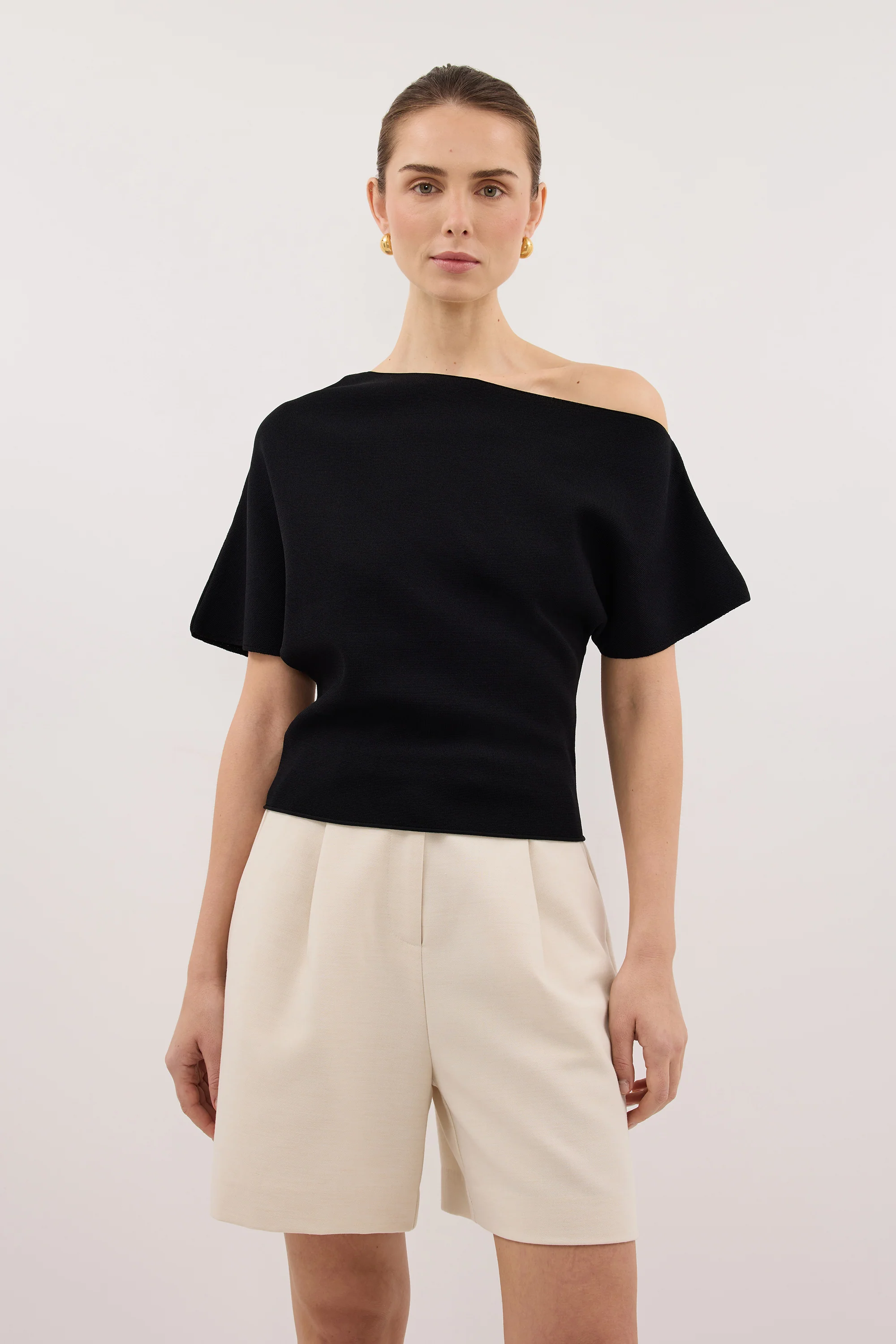 SCARLETT BLACK ASYM KNIT TOP - Image 2