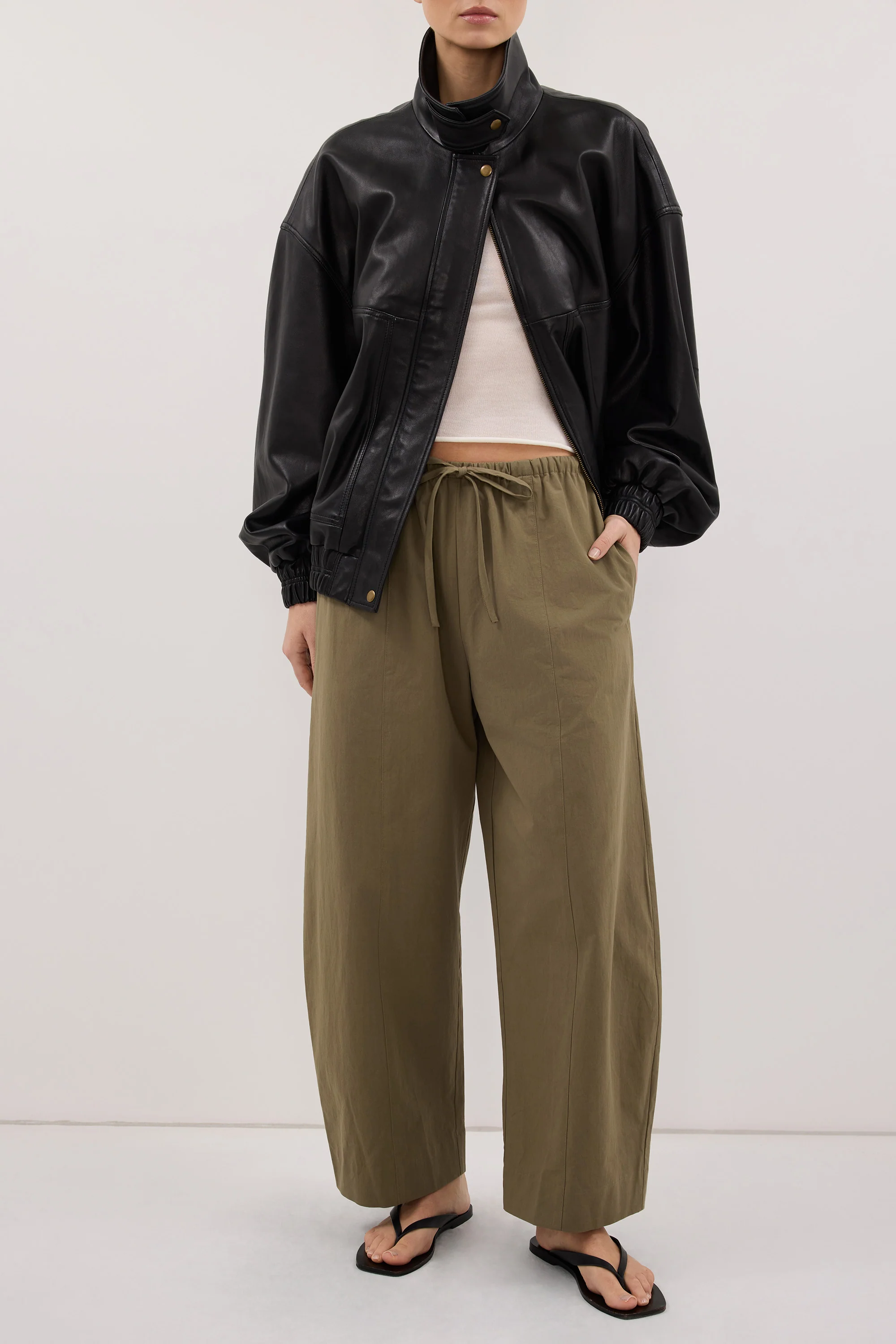 SCOUT KHAKI COTTON BARREL LEG PANT - Image 2