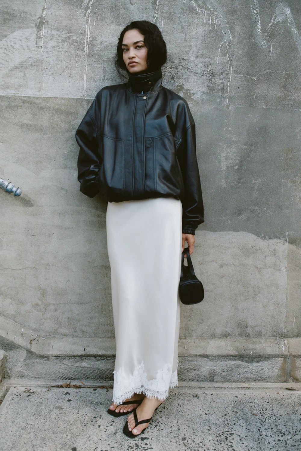 SELENE OYSTER SATIN MIDI SKIRT - Image 8