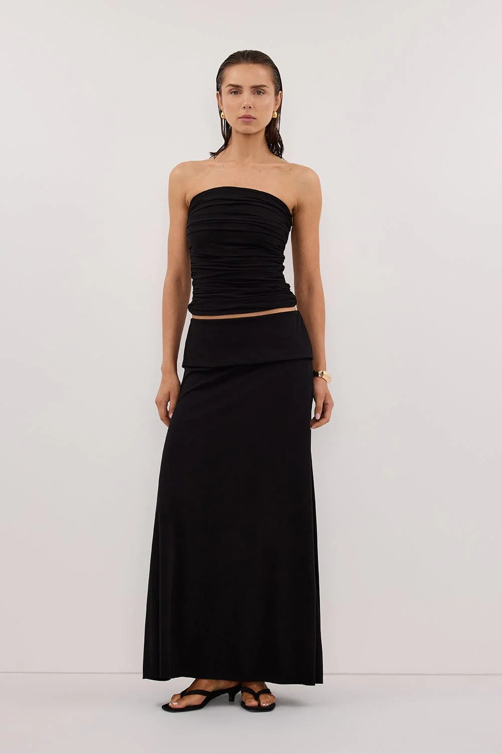 SHARI BLACK STRAPLESS BANDEAU TOP