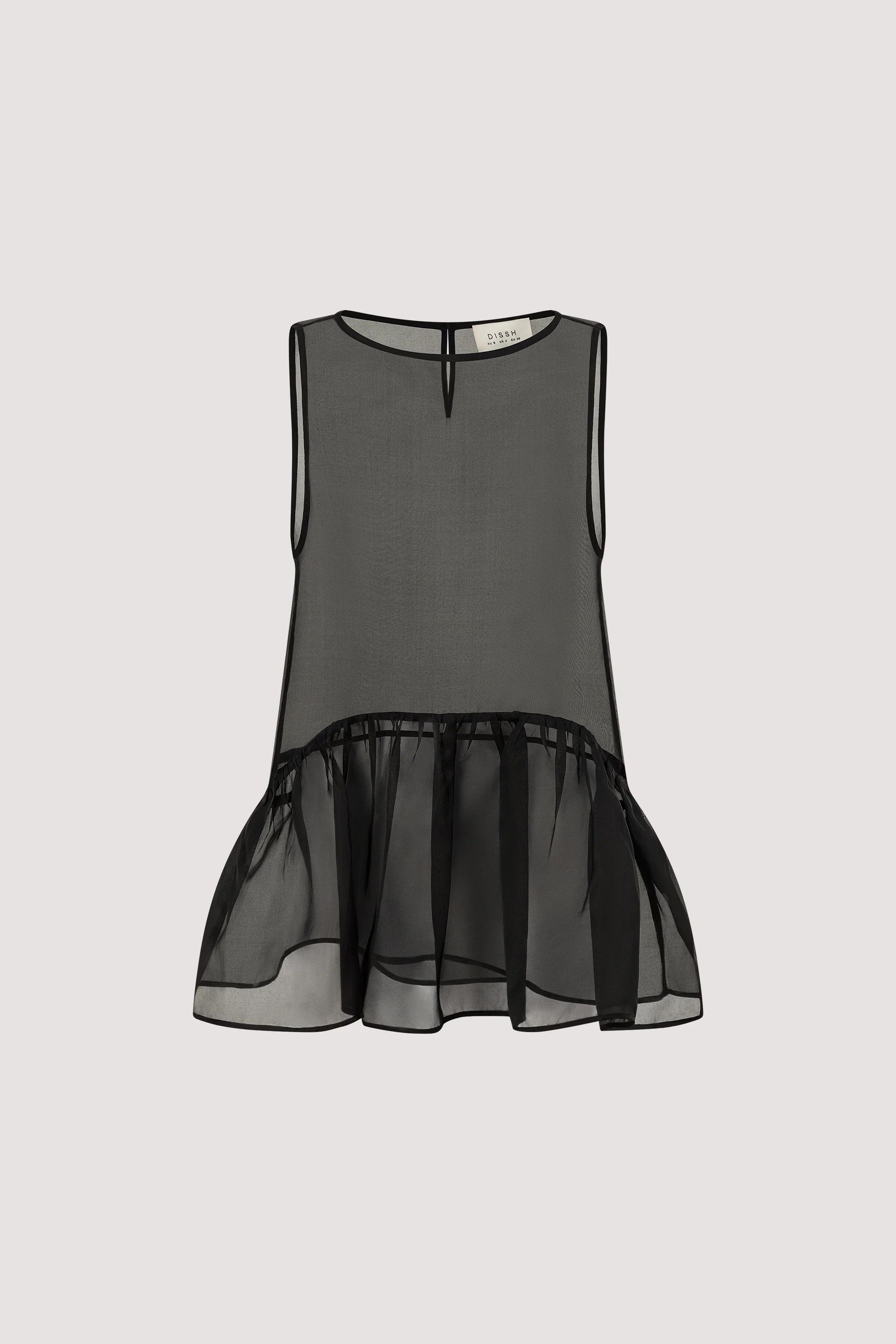 SIAN BLACK SILK ORGANZA DROP WAIST TOP - Image 7
