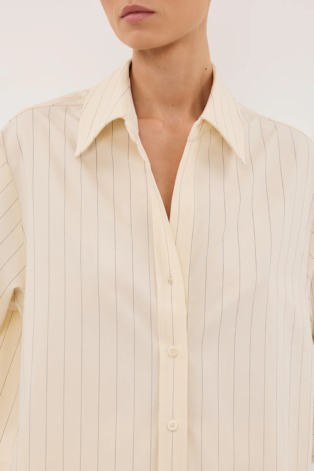 SIAN CREAM PINSTRIPE LONG SLEEVE SHIRT - Image 4