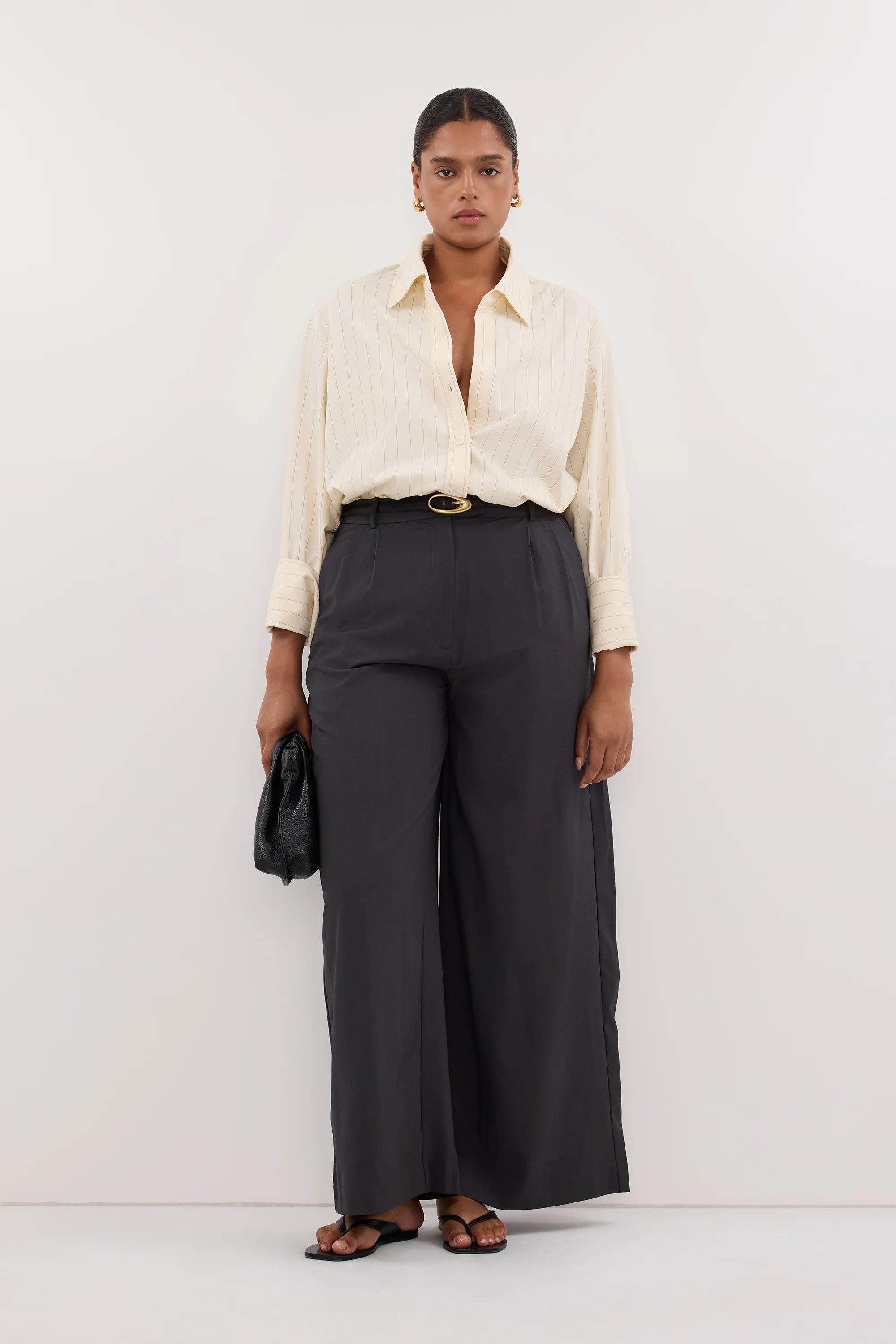 SIAN CREAM PINSTRIPE LONG SLEEVE SHIRT - Image 5