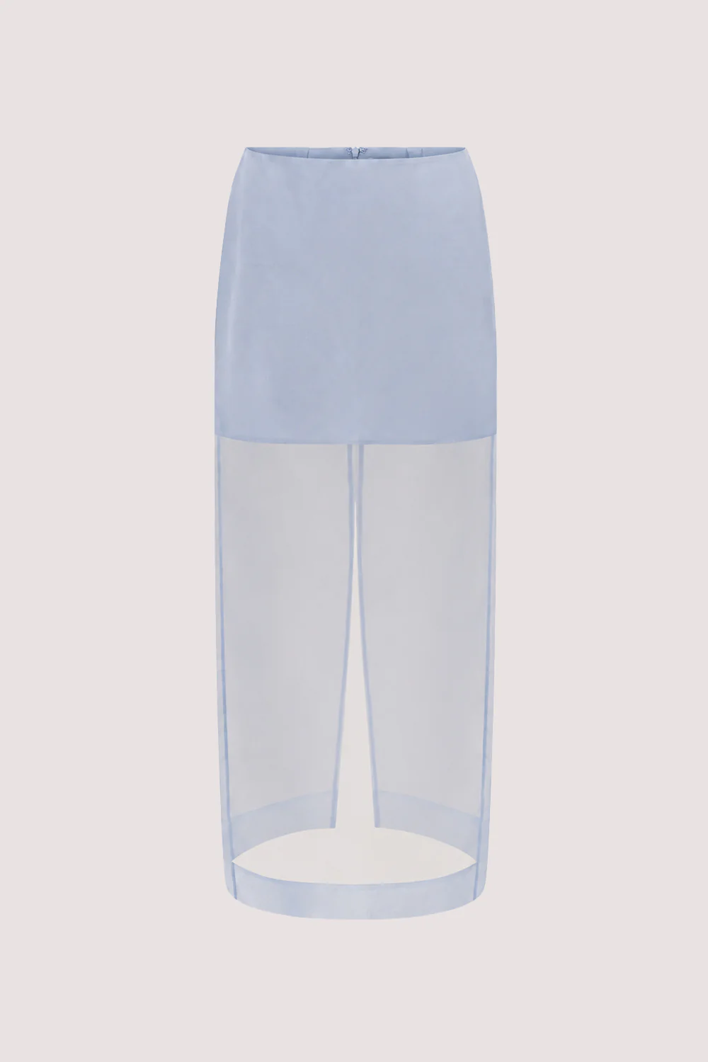 SIAN DUSTY BLUE SILK ORGANZA MIDI SKIRT - Image 7