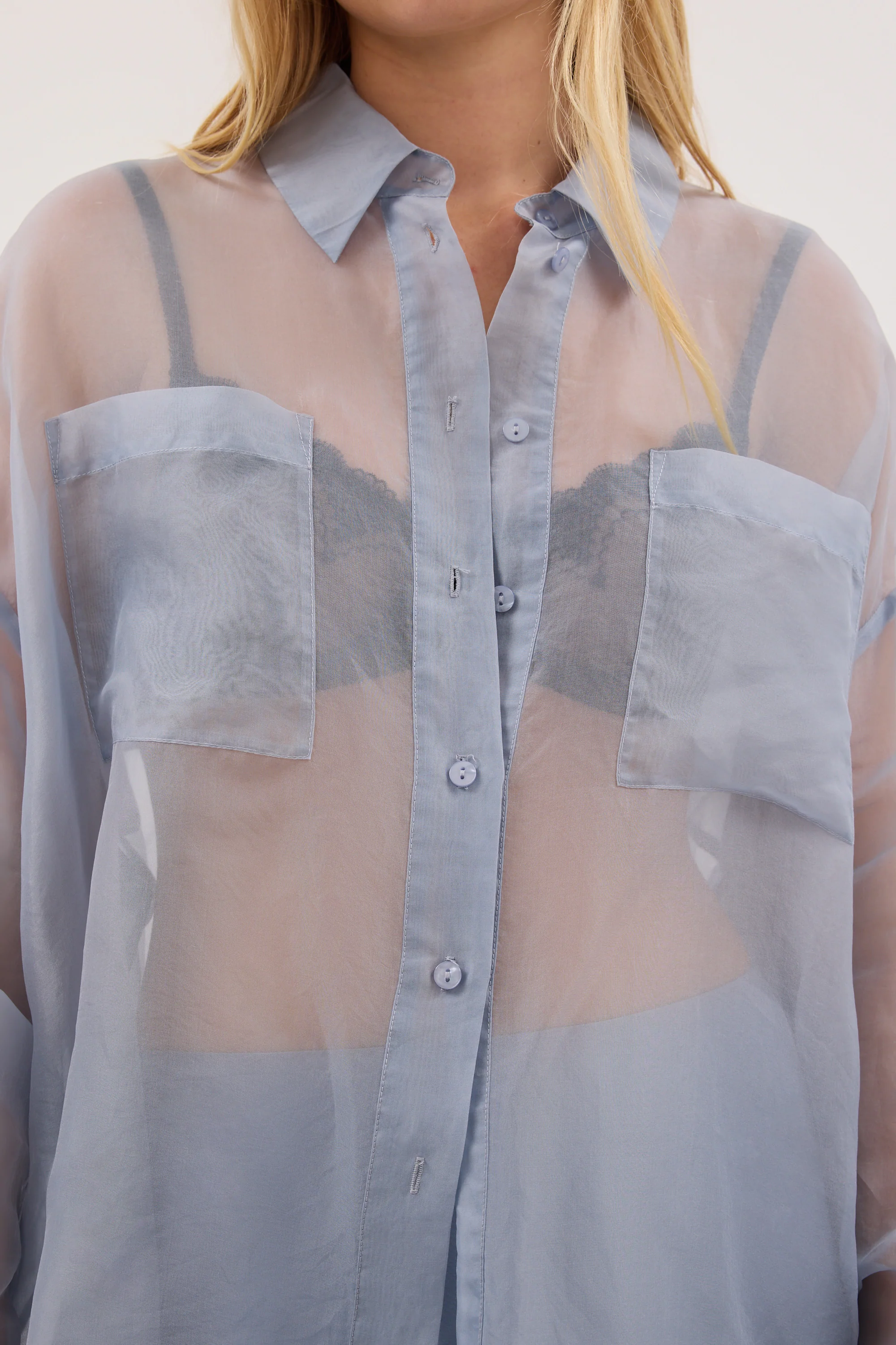 SIAN DUSTY BLUE SILK ORGANZA SHIRT - Image 6