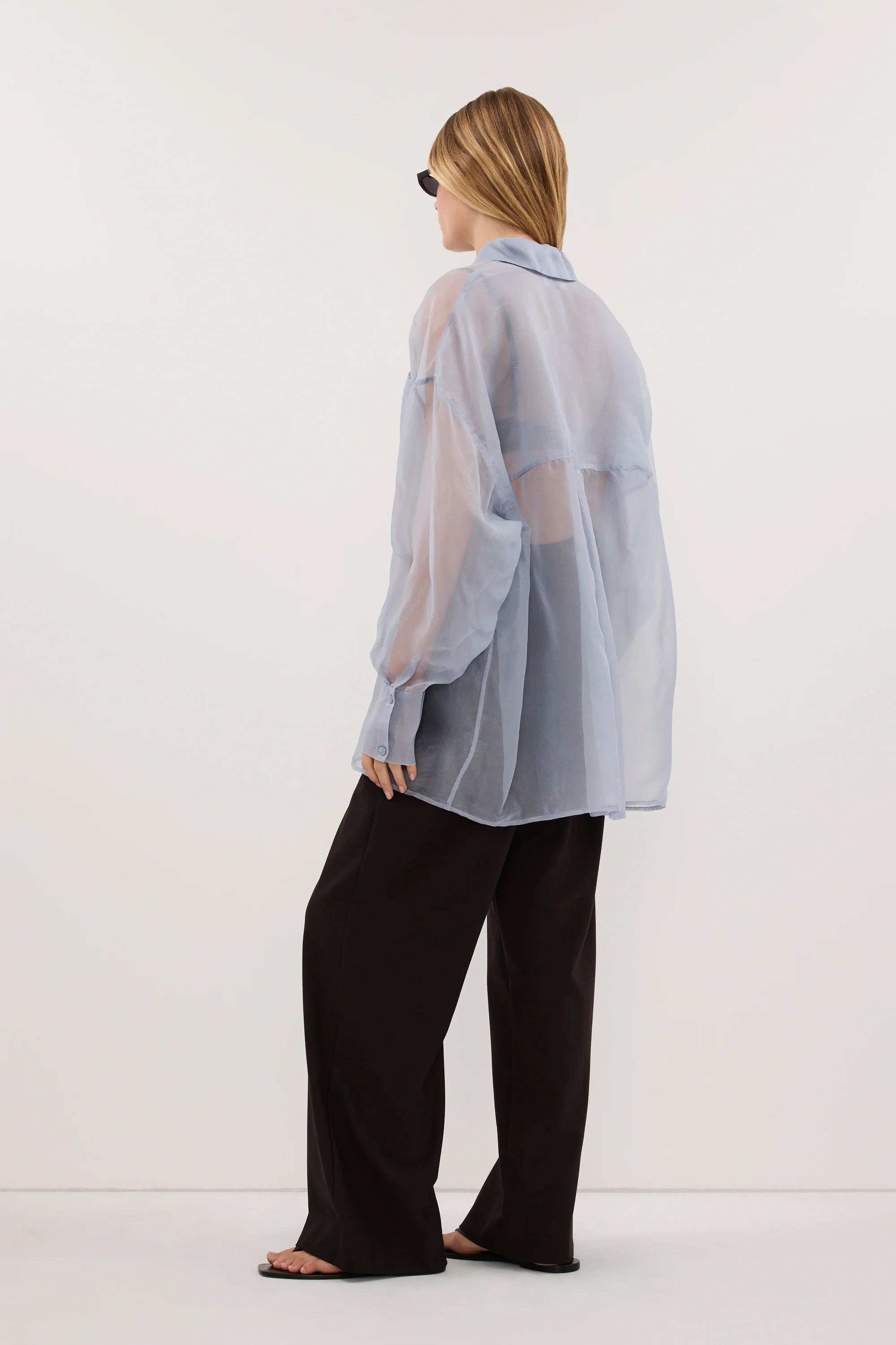 SIAN DUSTY BLUE SILK ORGANZA SHIRT - Image 8