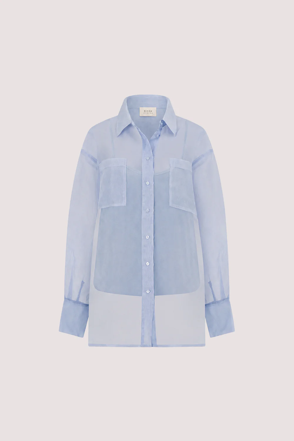 SIAN DUSTY BLUE SILK ORGANZA SHIRT - Image 9