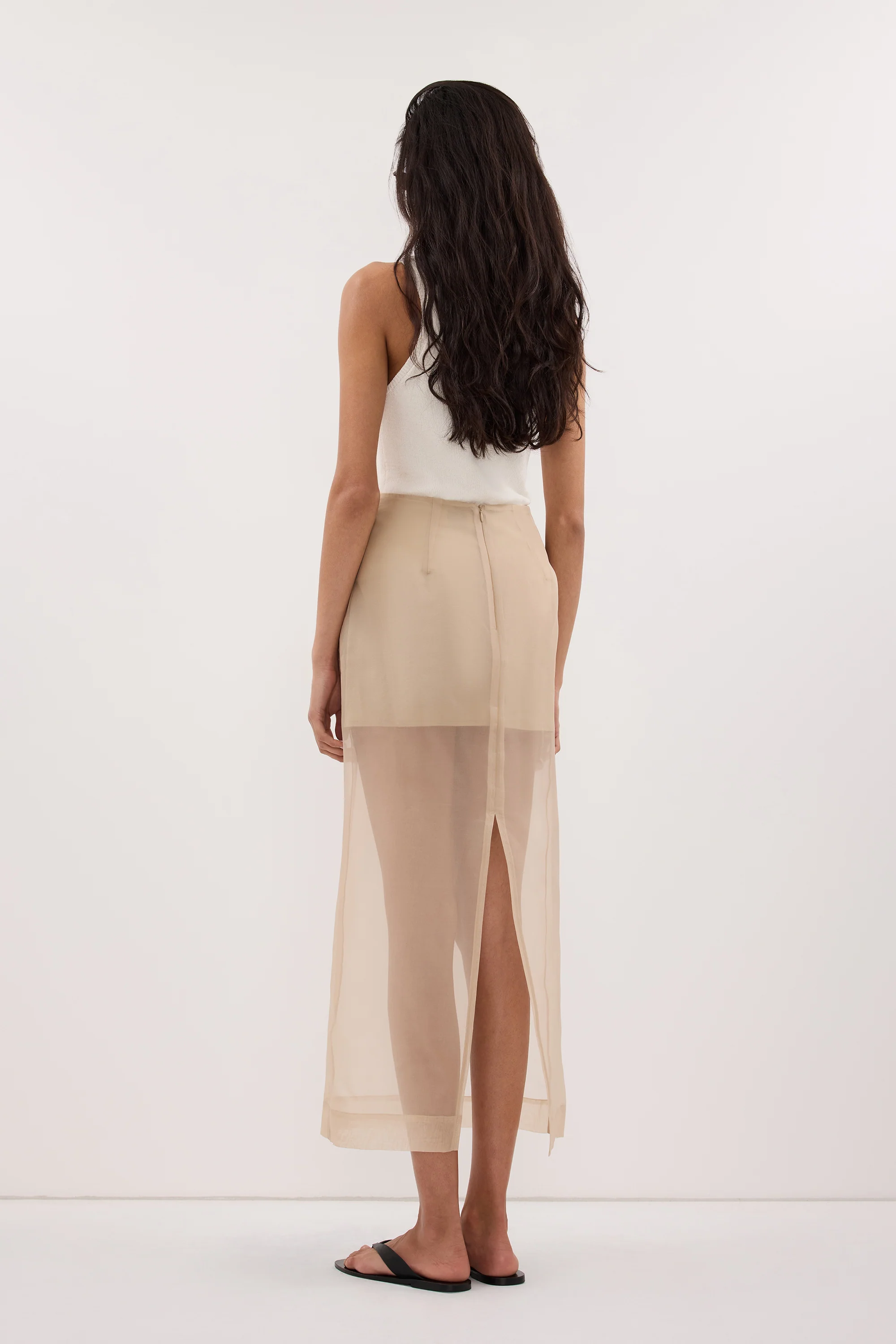 SIAN GOLD SILK ORGANZA MIDI SKIRT - Image 4