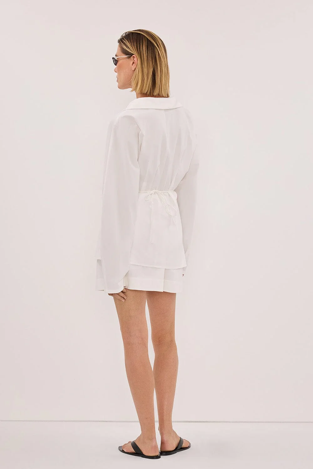 SIENA WHITE COTTON WRAP SHIRT - Image 5