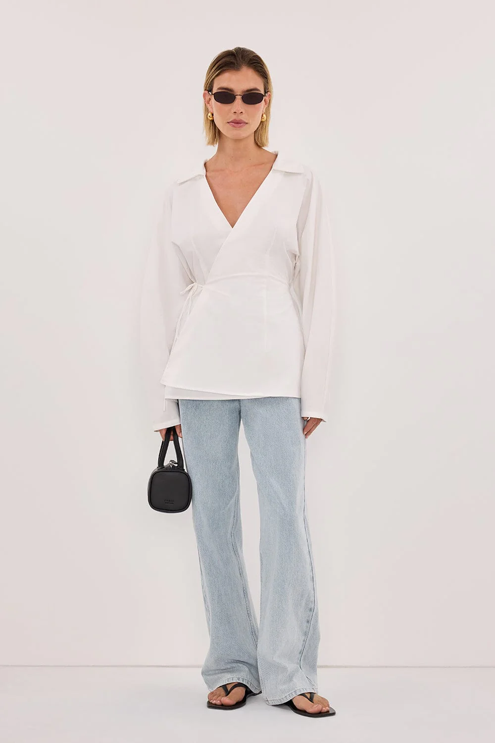 SIENA WHITE COTTON WRAP SHIRT - Image 7