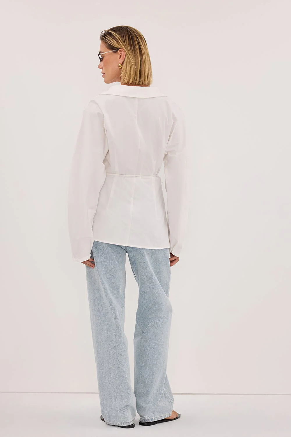 SIENA WHITE COTTON WRAP SHIRT - Image 8