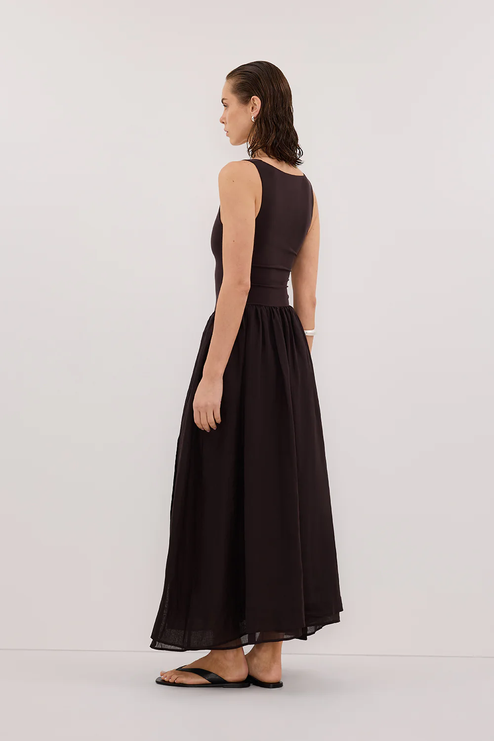 SKYLER BURNT CHOC HYBRID MIDI DRESS - Image 4