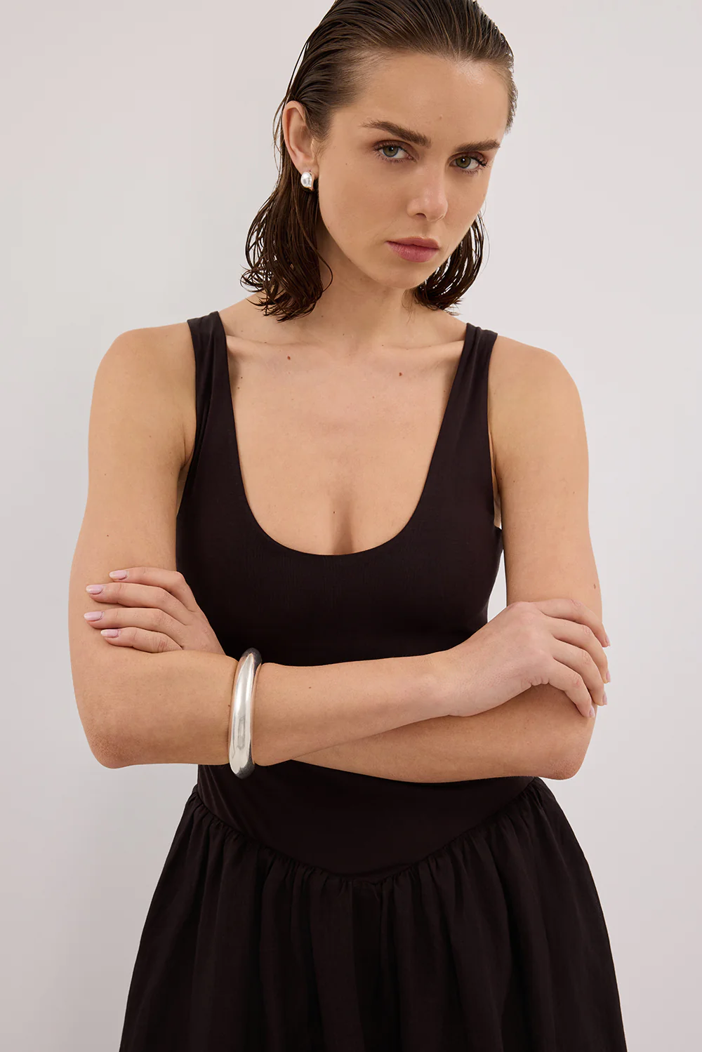 SKYLER BURNT CHOC HYBRID MIDI DRESS - Image 5