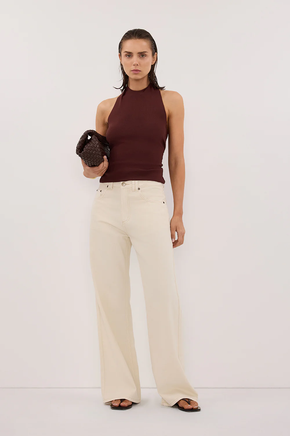 SOL CINNAMON SCARF HALTER KNIT TOP