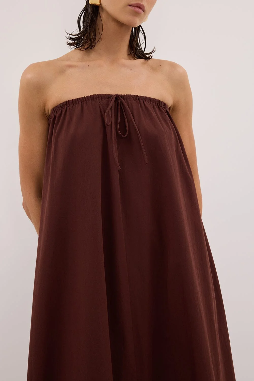 SOMMER CINNAMON STRAPLESS POPLIN MIDI DRESS - Image 5