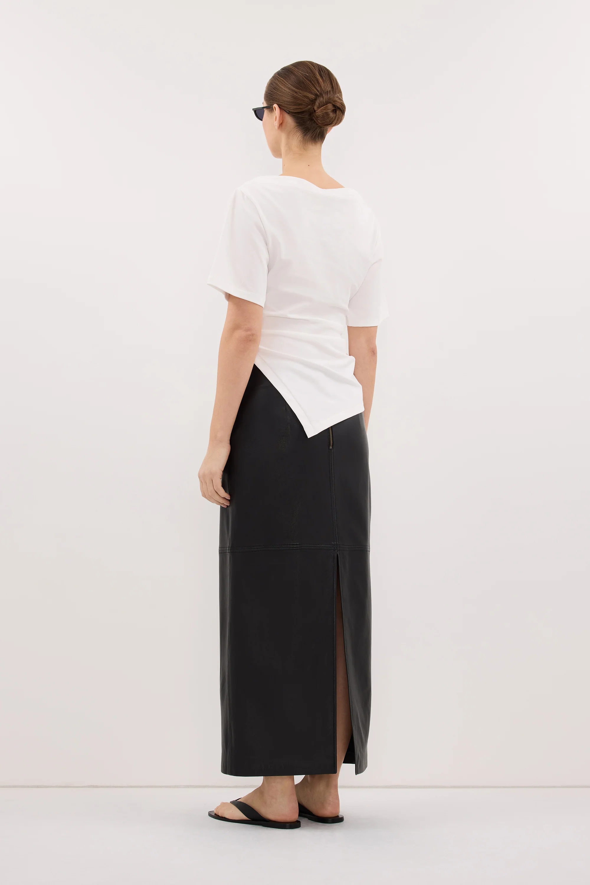 SWANN WHITE ASYM BOAT NECK TEE - Image 4