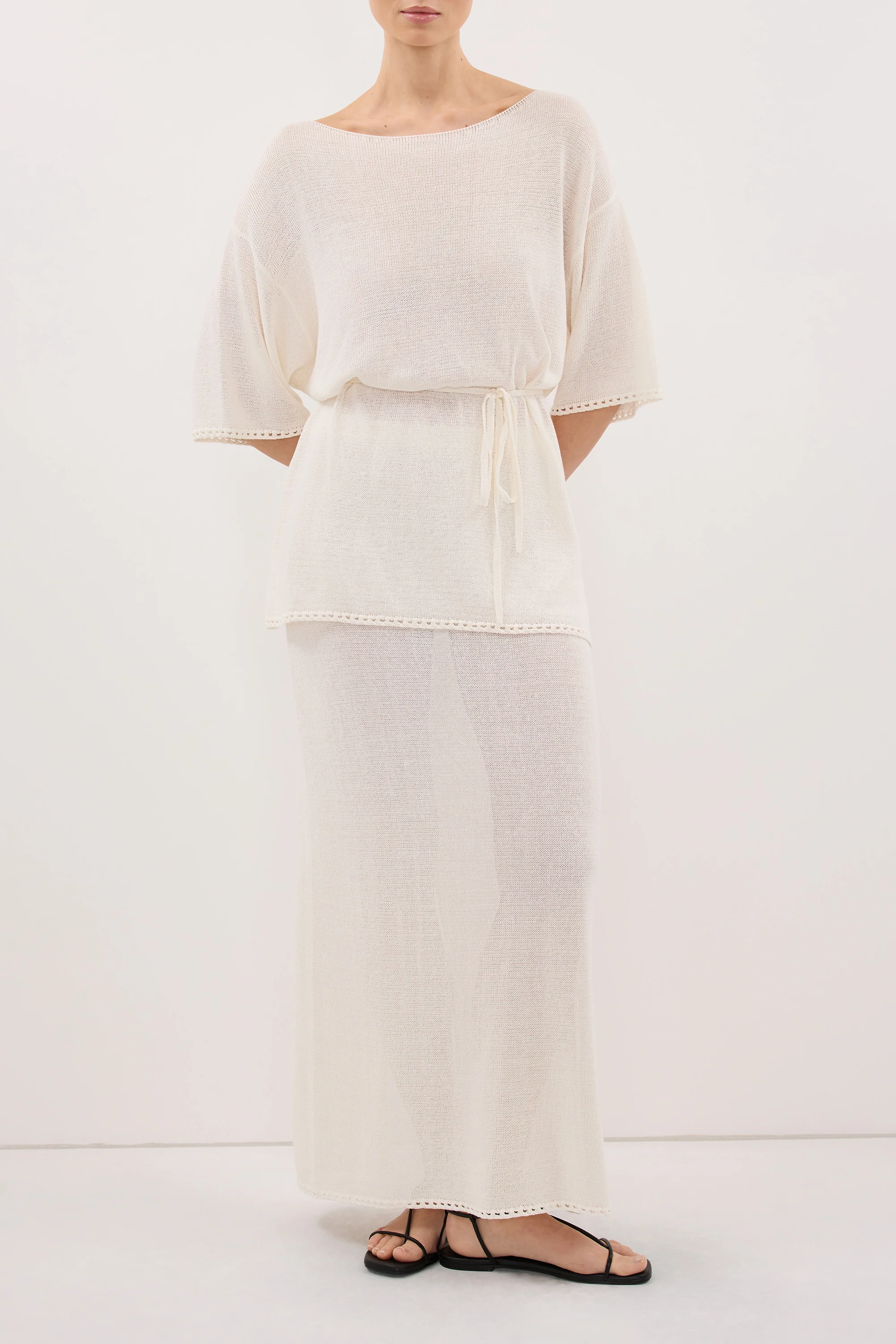 TARI OFF WHITE KNIT MIDI SKIRT - Image 2