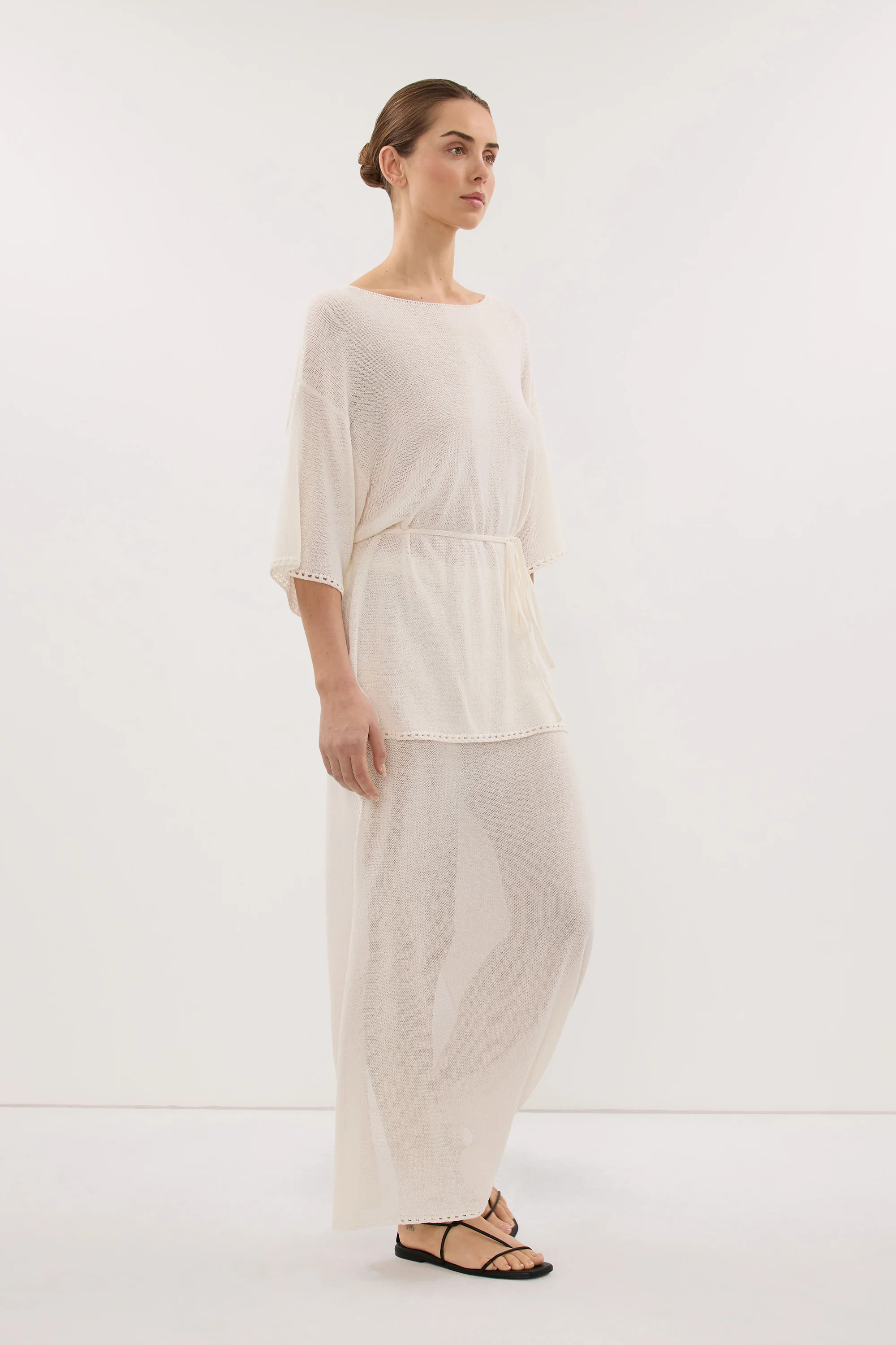 TARI OFF WHITE KNIT MIDI SKIRT - Image 3