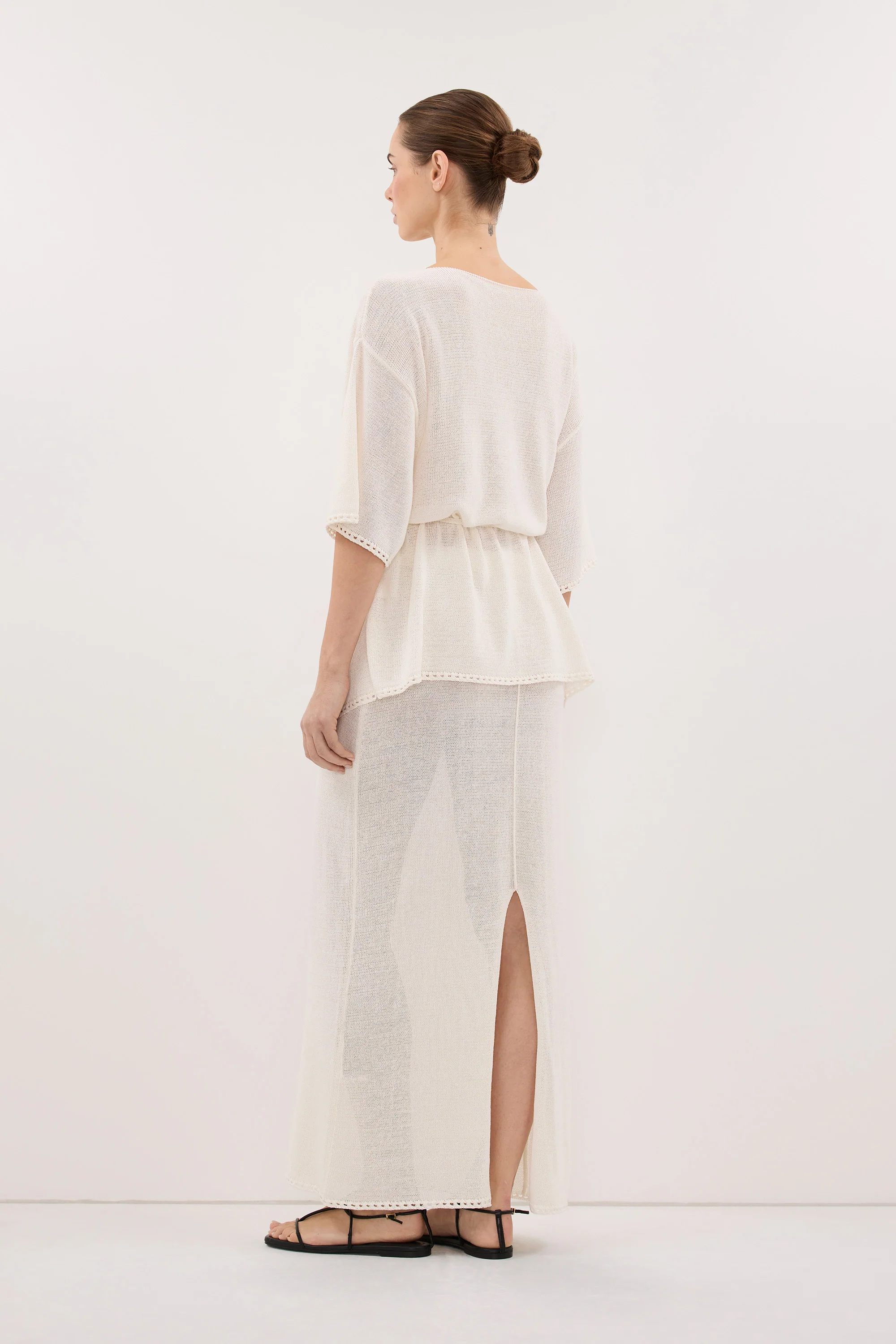 TARI OFF WHITE KNIT MIDI SKIRT - Image 4