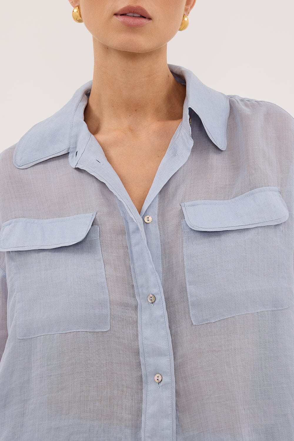 TENLEY DUSTY BLUE RAMIE SHIRT - Image 4