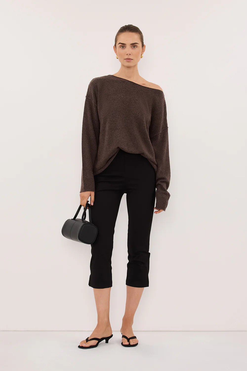 TESS CHOC MARLE BOATNECK KNIT JUMPER