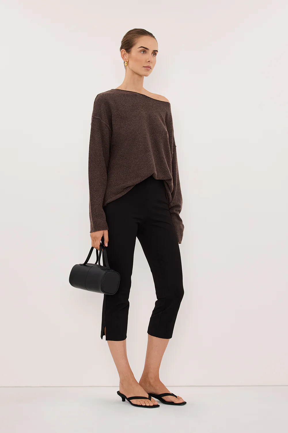 TESS CHOC MARLE BOATNECK KNIT JUMPER - Image 3