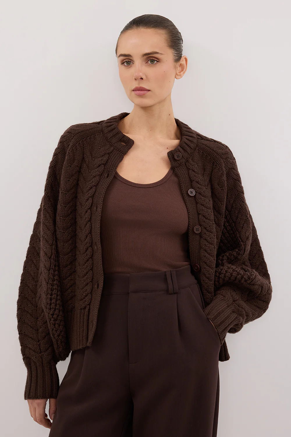 TOM CHOC CABLE KNIT CARDIGAN