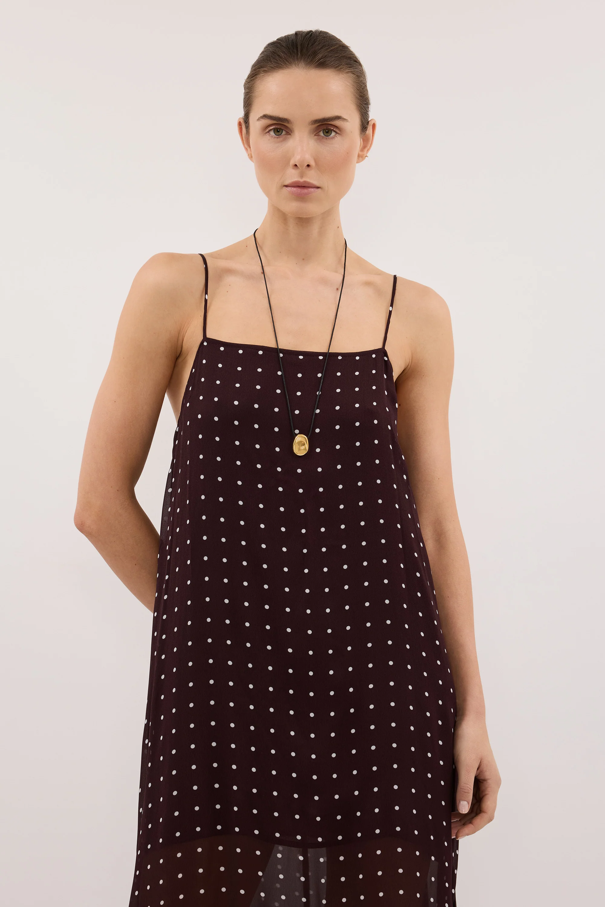 VANESSA BITTER CHOC SLEEVELESS MIDI DRESS - Image 2