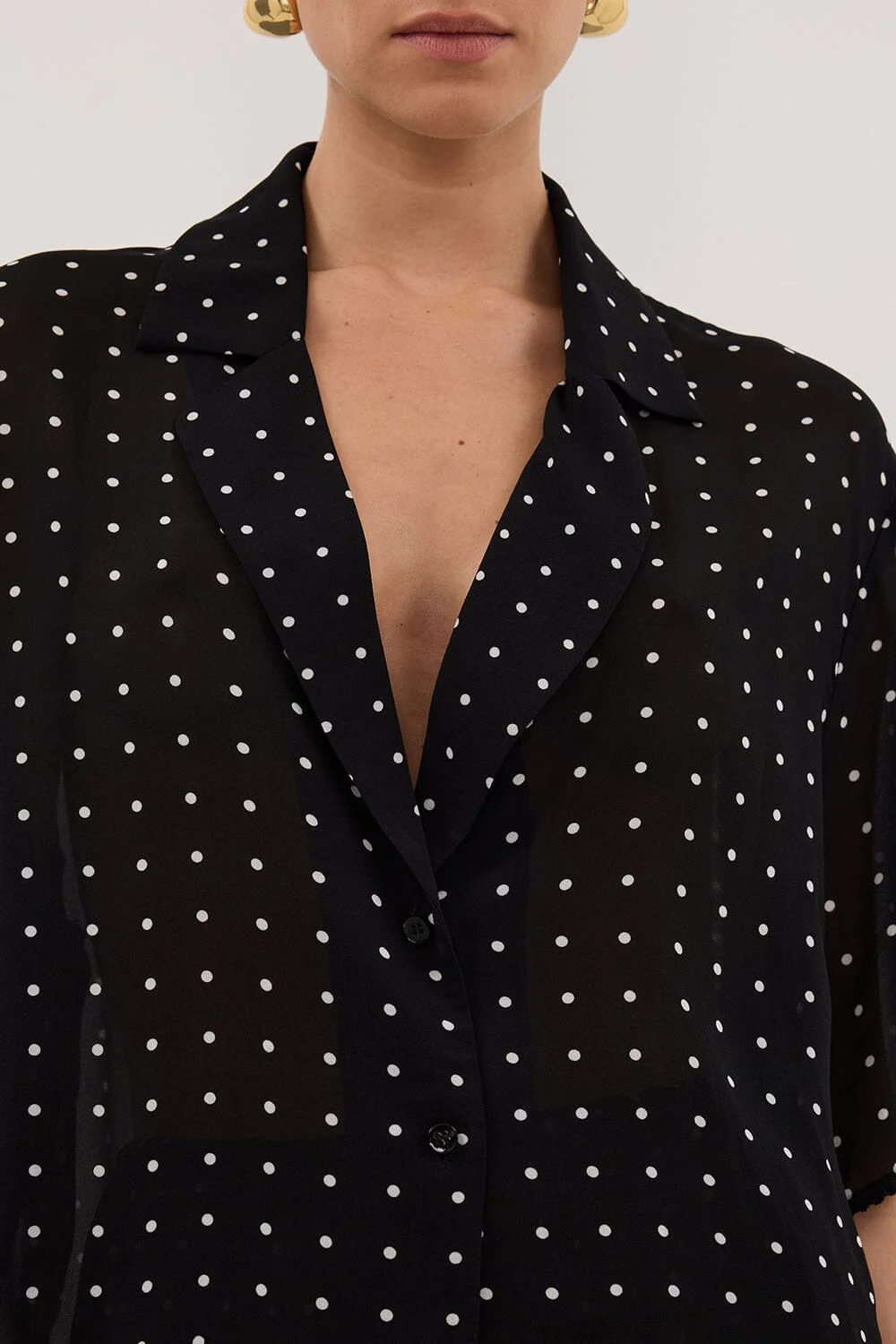 VANESSA BLACK OVERSIZED SHORT SLEEVE RESORT SHIRT - Image 5