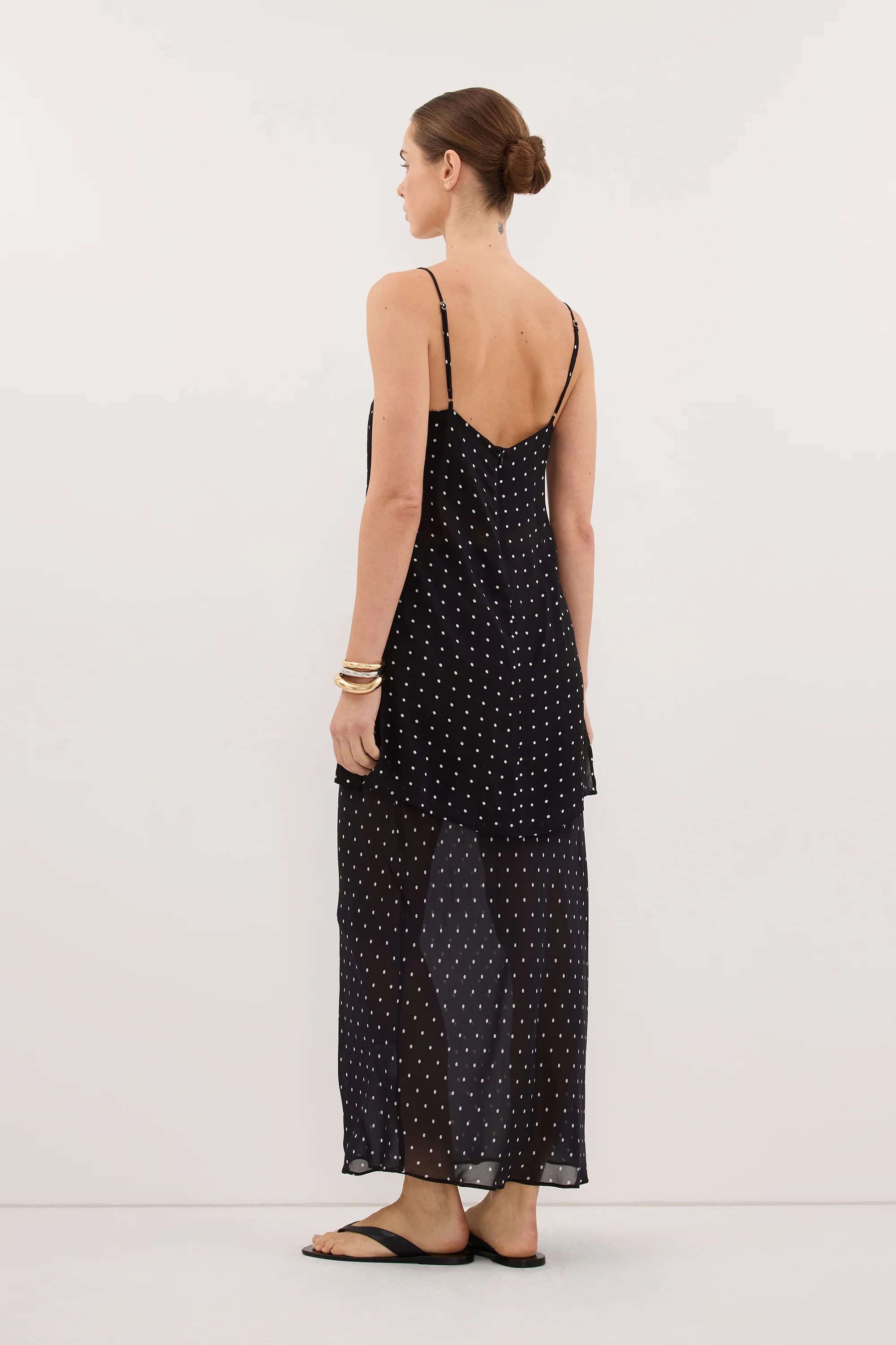 VANESSA BLACK SHEER SPOT MIDI SKIRT - Image 6