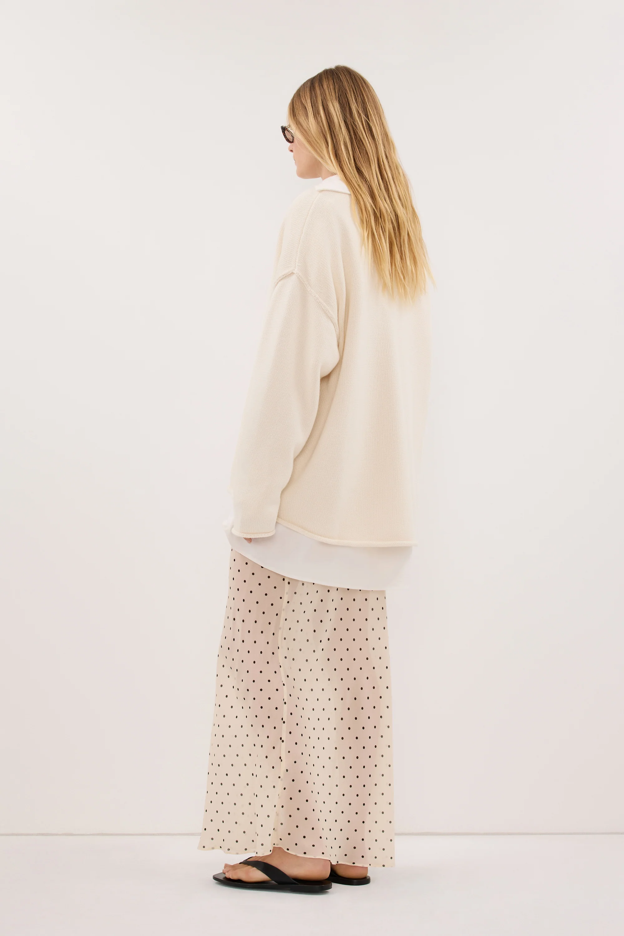 VANESSA SANDSTONE SHEER SPOT MIDI SKIRT - Image 5