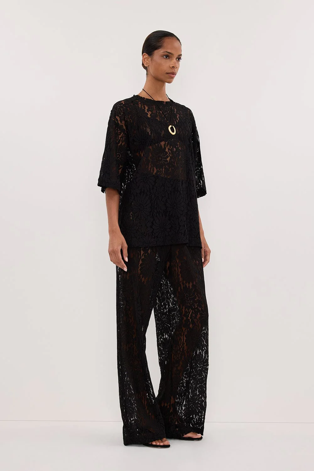WILMA BLACK LACE TEE - Image 3