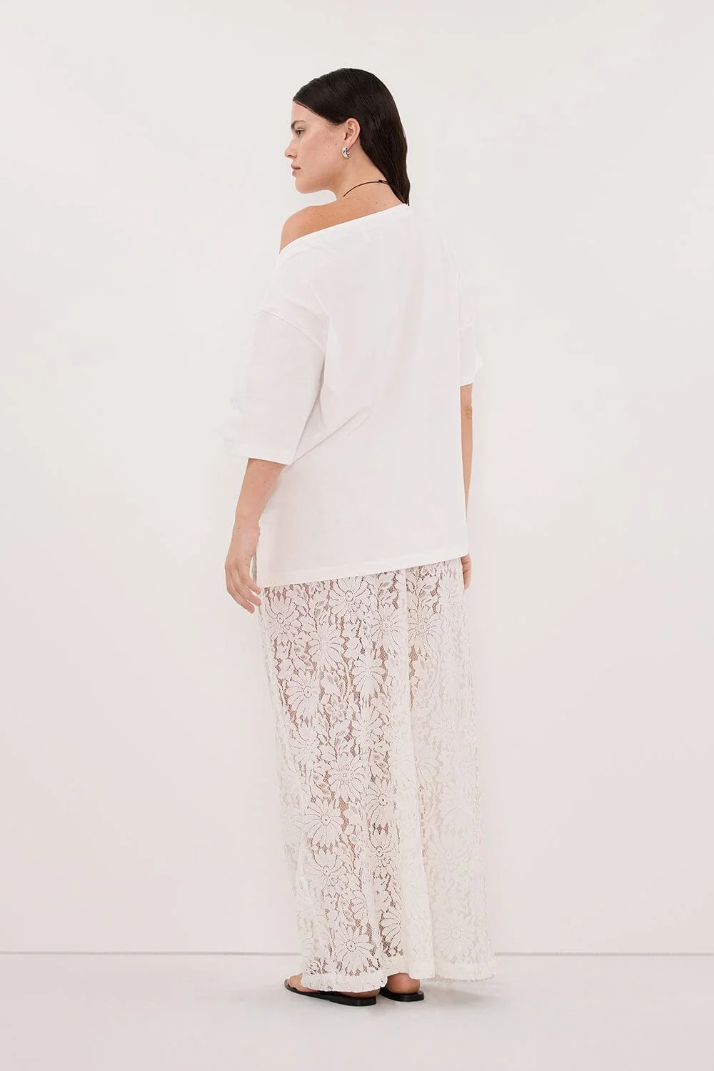 WILMA WHITE LACE MIDI SKIRT - Image 8