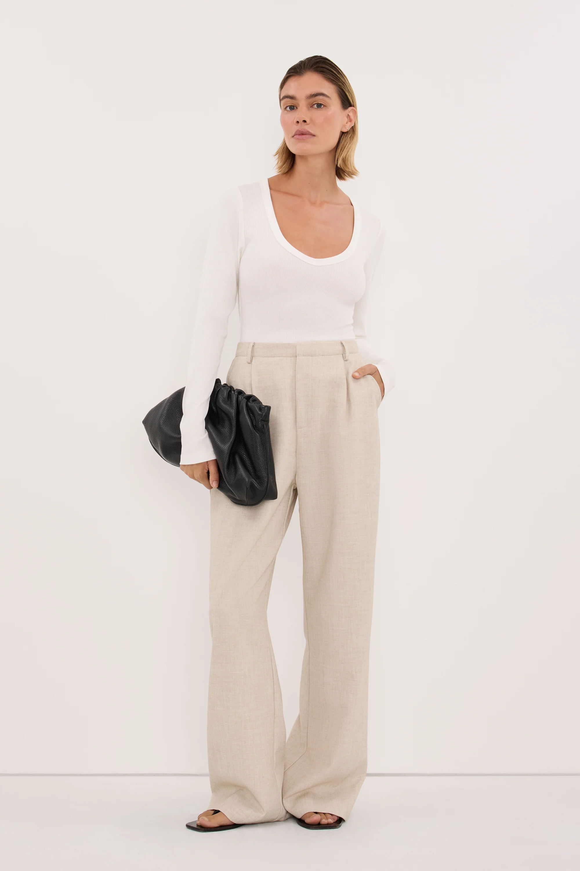 YASMIN OFF WHITE LONG SLEEVE KNIT TOP