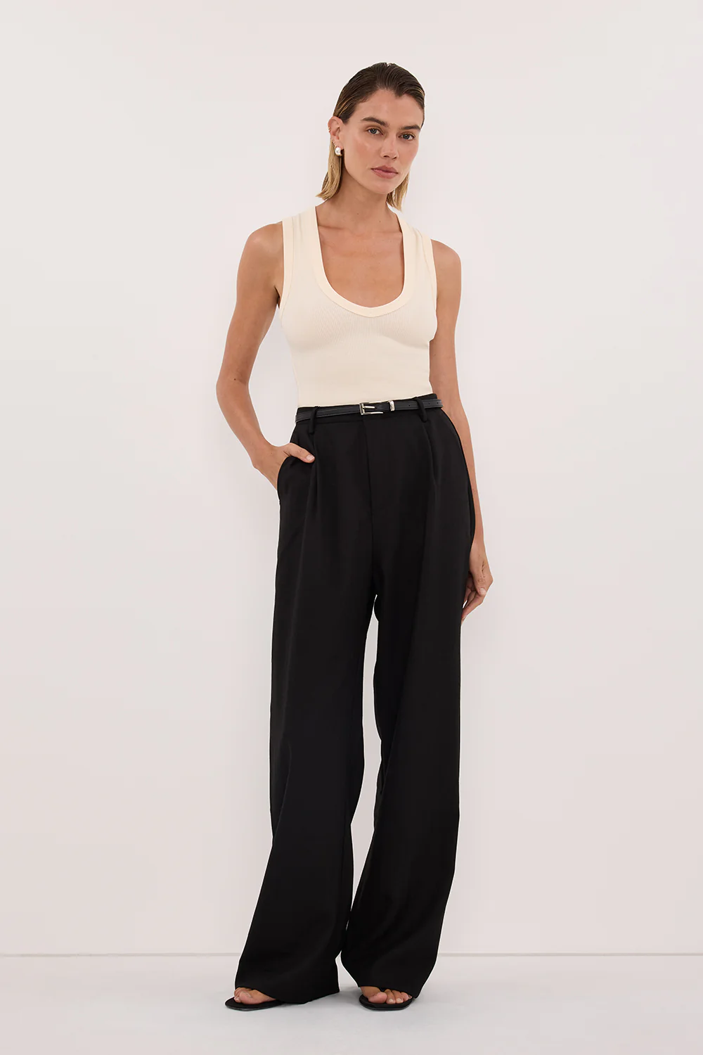 YASMIN SANDSTONE SLEEVELESS KNIT TANK