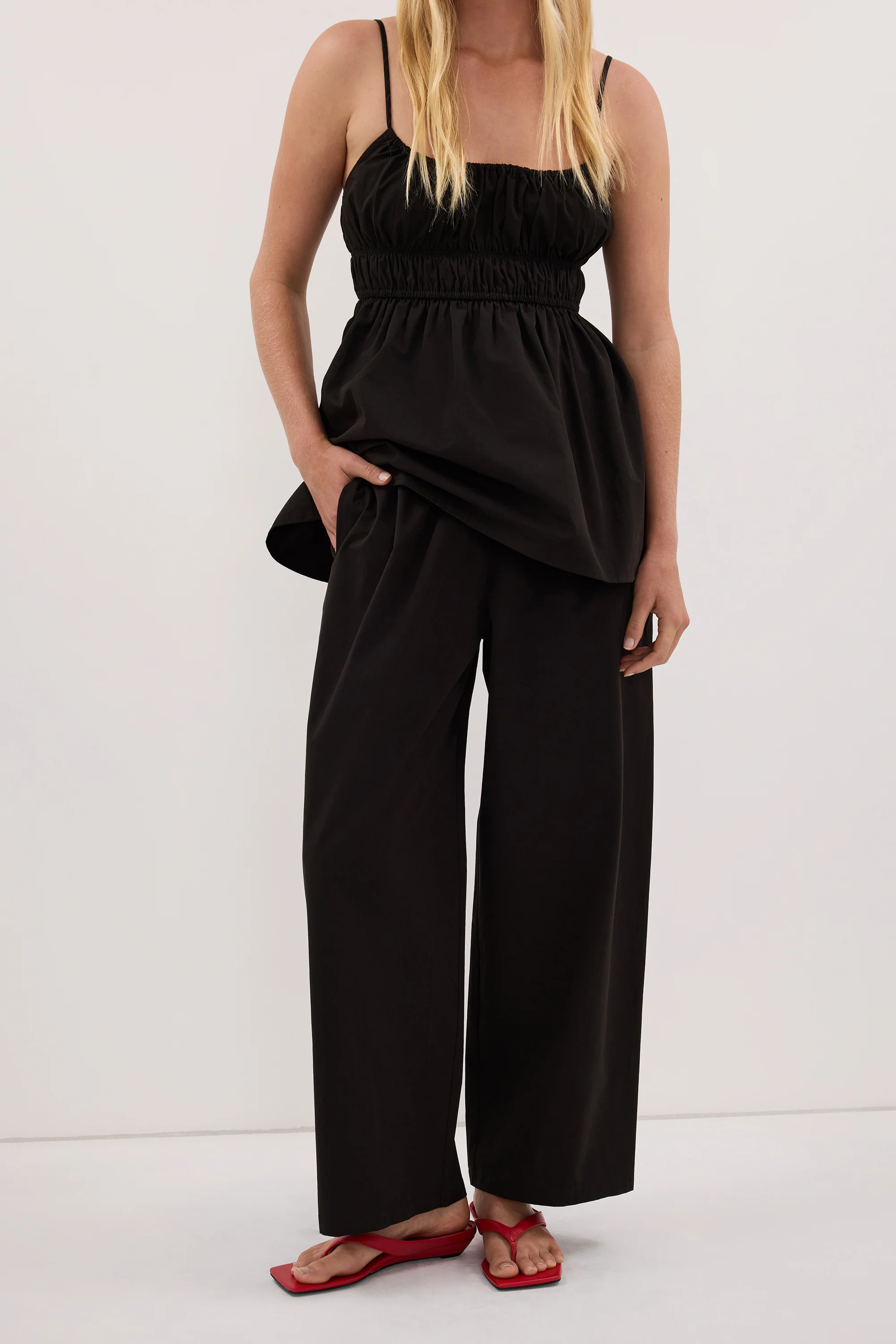 ZAHARA BLACK POPLIN PANT - Image 2