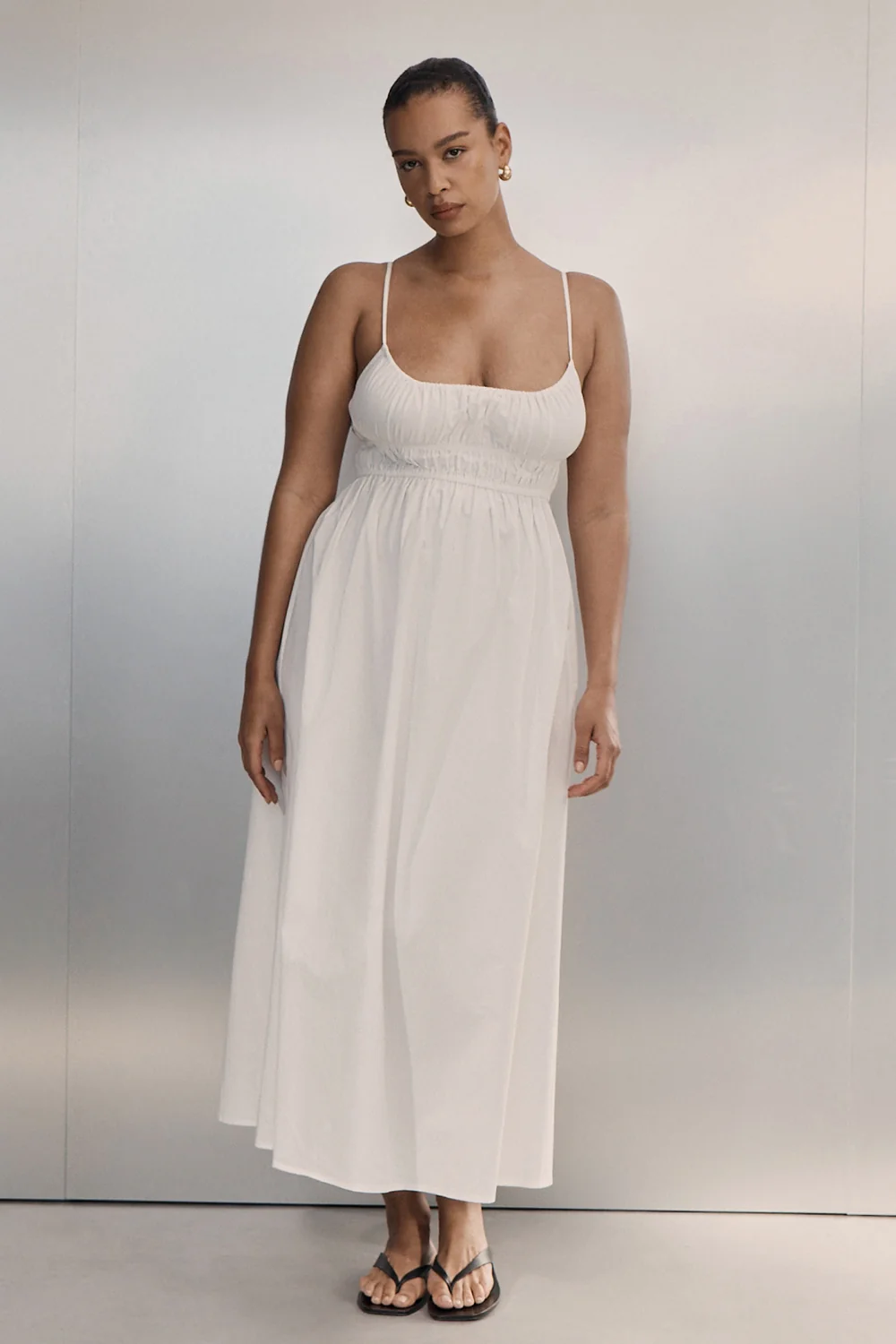 ZAHARA WHITE COTTON MIDI DRESS - Image 7