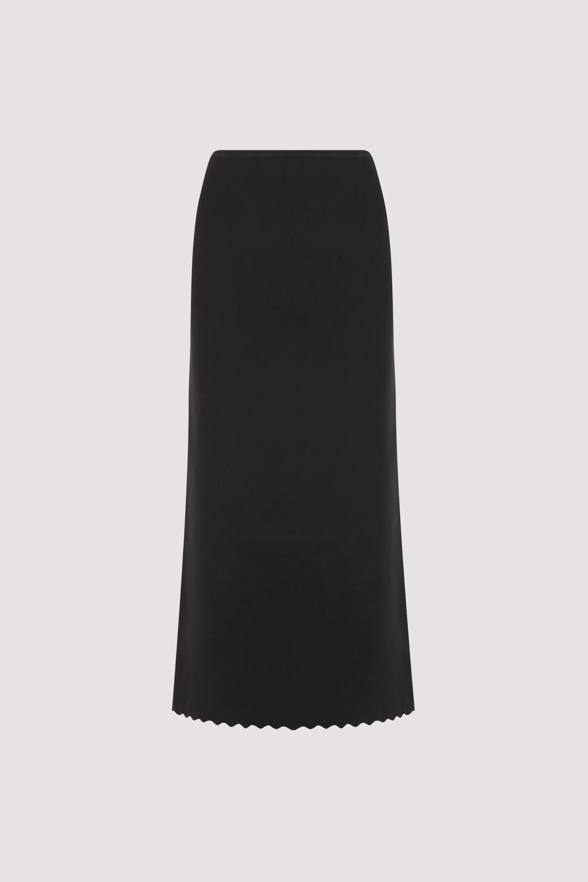 ZOE BLACK SCALLOPED KNIT MIDI SKIRT - Image 5